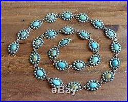 Vintage Navajo Turquoise Cluster Sterling Silver Concho Belt