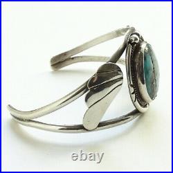 Vintage Navajo Turquoise Cuff Bracelet Pyrite Quartz Inclusions Sterling Silver