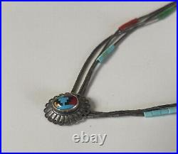 Vintage Navajo Turquoise Multi Stone Triple Strand Heishi Necklace 17.5