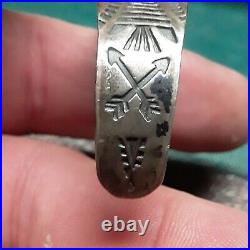 Vintage Navajo Turquoise Sterling Silver Bracelet Marked Louise