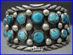 Vintage Navajo Turquoise Sterling Silver Bracelet Old Pawn