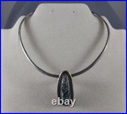 Vintage Navajo Turquoise and Silver Chocker Necklace Signed LNM Sterling