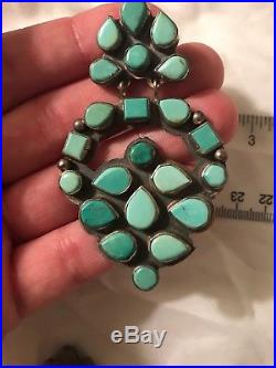 Vintage Navajo Turquoise and Sterling Silver Earrings By Oscar Betz