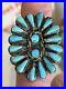Vintage Navajo Zuni Huge Turquoise Sterling Silver Cluster Ring Size 10