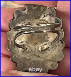 Vintage Navajo Zuni Huge Turquoise Sterling Silver Cluster Ring Size 10