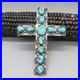 Vintage Navajo-large Sterling Silver And Turquoise Cross Pendant-native American