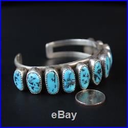 Vintage Navajo old pawn cuff nugget row Turquoise Sterling Silver. 925 bracelet