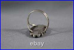 Vintage Navajo sterling Silver And Coral Ring Signed BB Size 5