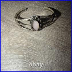 Vintage Navajo sterling silver cuff bracelet Stamped SC 925 Silver Cabochon
