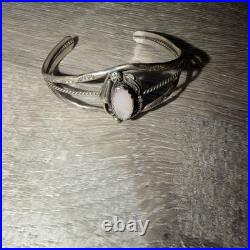 Vintage Navajo sterling silver cuff bracelet Stamped SC 925 Silver Cabochon