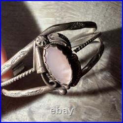Vintage Navajo sterling silver cuff bracelet Stamped SC 925 Silver Cabochon