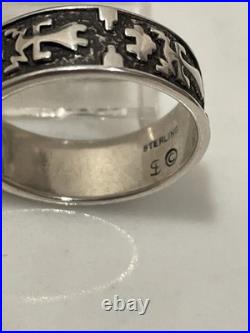 Vintage Navajo sterling silver wide cross band ring size 7.5 4.7G sterling