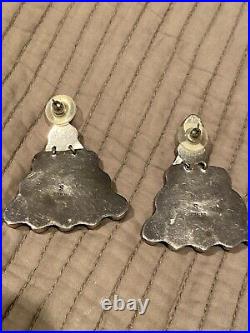 Vintage Navajo sterling silver with natural turquoise earrings