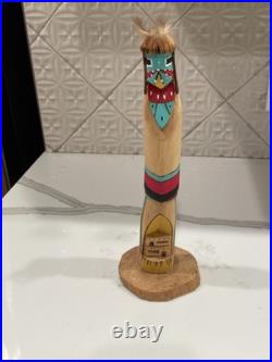 Vintage Navajo style kachina doll Longhair Handcrafted Signed By C. Tsosie 10