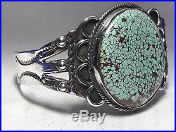 Vintage Number 8 Turquoise Sterling Silver cuff bracelet 40.4 grams