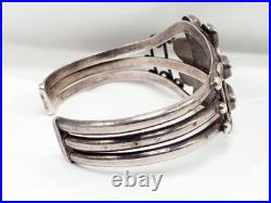 Vintage OLD Native American Sterling Silver Morenci Turquoise Cluster Cuff
