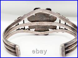 Vintage OLD Native American Sterling Silver Morenci Turquoise Cluster Cuff