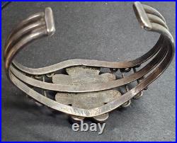 Vintage OLD Native American Sterling Silver Morenci Turquoise Cluster Cuff