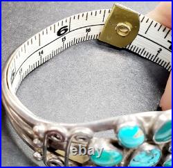 Vintage OLD Native American Sterling Silver Morenci Turquoise Cluster Cuff