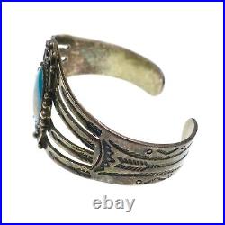 Vintage OLD PAWN Native American Sterling Silver Gem Quality Turquoise Cuff 6.25