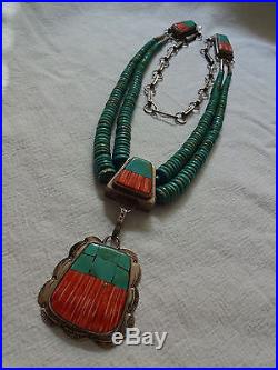 Vintage ORLANDO CRESPIN Santo Domingo KEWA Sterling Silver & TURQUOISE Necklace