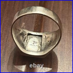 Vintage Old Bell Trading Post Sterling Silver Agate Mens Signet Ring Size 10.5