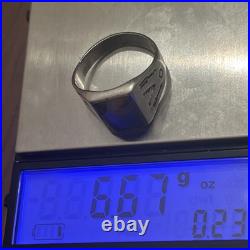 Vintage Old Bell Trading Post Sterling Silver Agate Mens Signet Ring Size 10.5