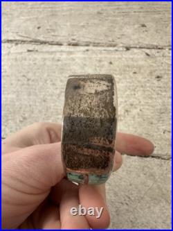 Vintage Old Native American Sterling Inlaid Turquoise Cuff Bracelet