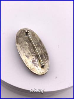 Vintage Old Native American Sterling Silver Turquoise Brooch MAKERS MARK? VIDEO