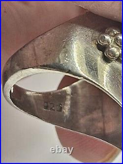 Vintage Old Navajo Native American Turquoise Sterling Silver Ring Size 9.5
