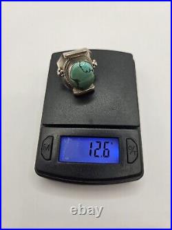 Vintage Old Navajo Native American Turquoise Sterling Silver Ring Size 9.5