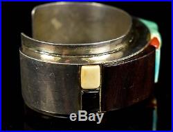 Vintage Old Pawn HOPI Or Navajo SIGNED DN Modernist Cobblestone Inlay Bracelet