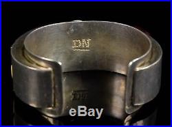 Vintage Old Pawn HOPI Or Navajo SIGNED DN Modernist Cobblestone Inlay Bracelet