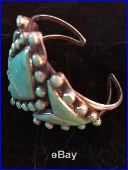 Vintage Old Pawn Native American Indian Kingman Turquoise Cuff Bracelet RARE