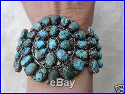 Vintage Old Pawn Native American Indian Navajo Turquoise Silver Cuff Bracelet