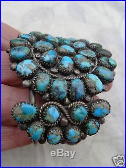 Vintage Old Pawn Native American Indian Navajo Turquoise Silver Cuff Bracelet