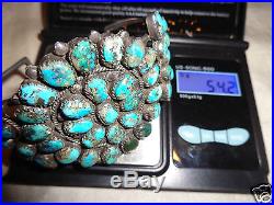 Vintage Old Pawn Native American Indian Navajo Turquoise Silver Cuff Bracelet