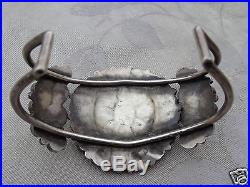 Vintage Old Pawn Native American Indian Navajo Turquoise Silver Cuff Bracelet