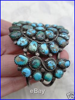 Vintage Old Pawn Native American Indian Navajo Turquoise Silver Cuff Bracelet