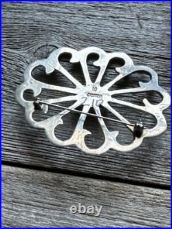 Vintage Old Pawn Native American Sterling Silver Turquoise Pin Pendant