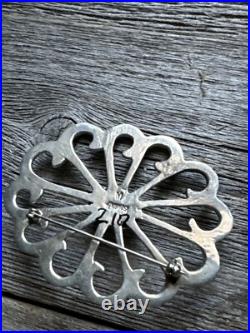 Vintage Old Pawn Native American Sterling Silver Turquoise Pin Pendant