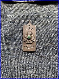 Vintage Old Pawn Native American Sterling Turquoise Fred Harvey Era Pendant Bird