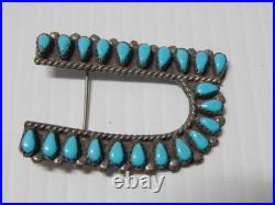 Vintage Old Pawn Navajo Indian Turquoise + Sterling Silver Initial Cluster Pin