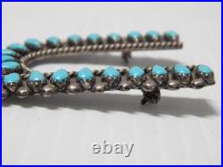Vintage Old Pawn Navajo Indian Turquoise + Sterling Silver Initial Cluster Pin