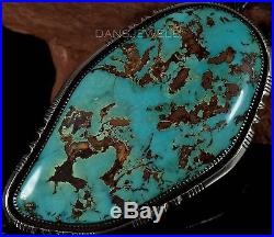 Vintage Old Pawn Navajo SLAB of 402 Carats Turquoise STERLING Bolo Tie Johnson
