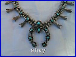 Vintage Old Pawn Navajo Silver Squash Blossom Necklace 161 Grams