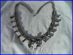 Vintage Old Pawn Navajo Silver Squash Blossom Necklace 161 Grams