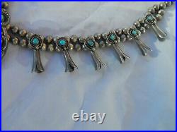 Vintage Old Pawn Navajo Silver Squash Blossom Necklace 161 Grams