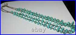 Vintage Old Pawn Santo Domingo Double Strand Turquoise Nugget Necklace, Heishi