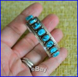 Vintage Old Pawn Sterling SB Sam Begay Turquoise Small Child's Cuff Bracelet